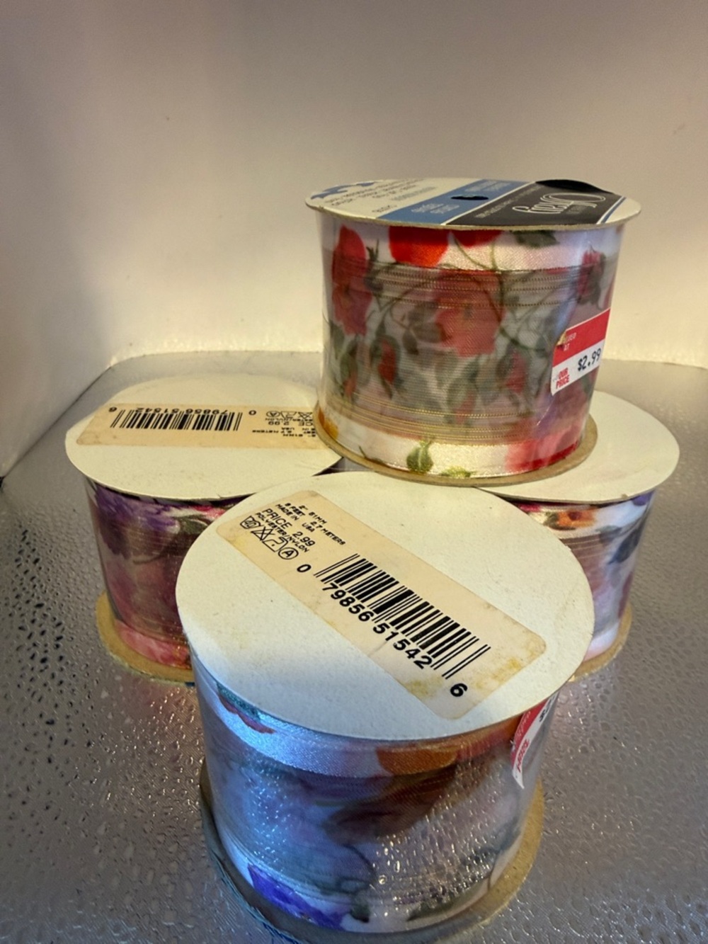 Floral Sheer Organza Ribbon - Assorted Pink and Purple
